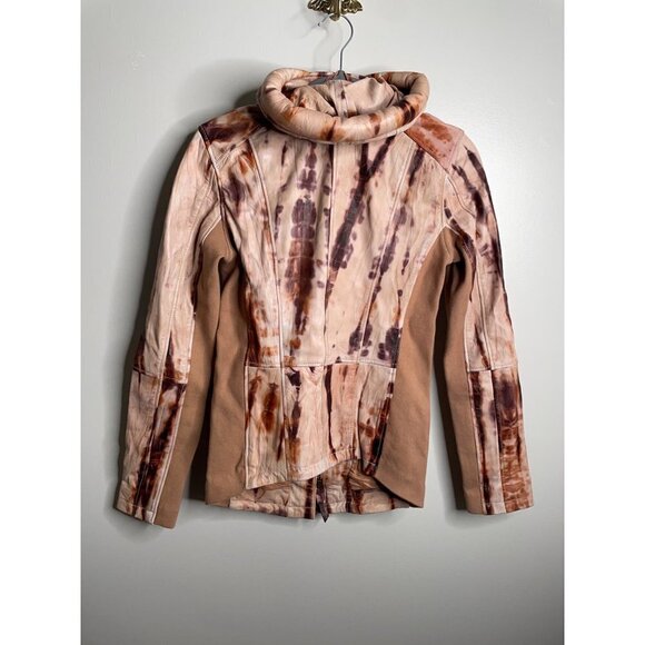 NWT Nicholas K Revised Brock Fitted Leather Jacket Bronze Tie Dye Size XS $880 - Picture 8 of 9